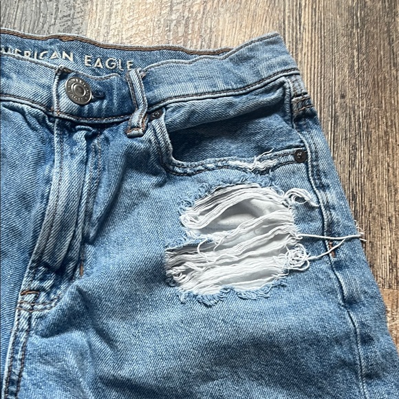 American Eagle Outfitters Blue Distressed Jean Shorts - Picture 4 of 11